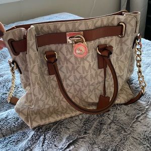 White/ Brown Michael Kors Large Crossbody
